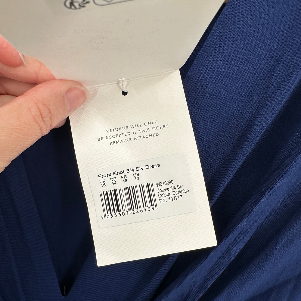 Seraphine Jolene Front Knot Maternity Dress Royal Blue 3/4 Sleeve US 12 NWT - Picture 5 of 8